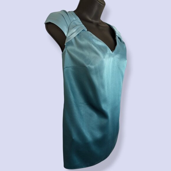 NWT Ann Taylor Blue Gradient Satin Top - Picture 2 of 7